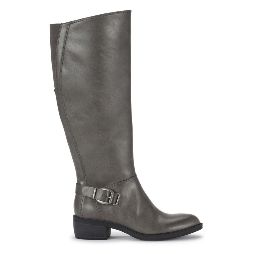 Baretrap Womens Sasson Tall Shaft Riding Boot Size 8.5 Faux Leather Gray Comfort